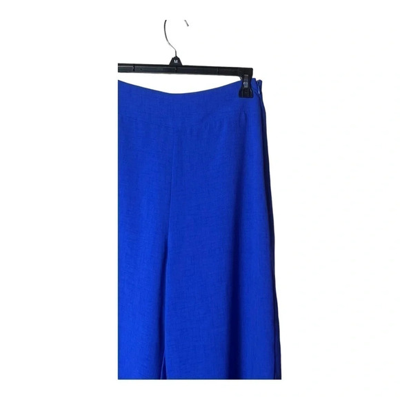 1381. L’ATISTE BY AMY HIGH WAIST WIDE LEG PANTS BRIGHT ROYAL BLUE IN COLOR SMALL - Picture 2 of 9
